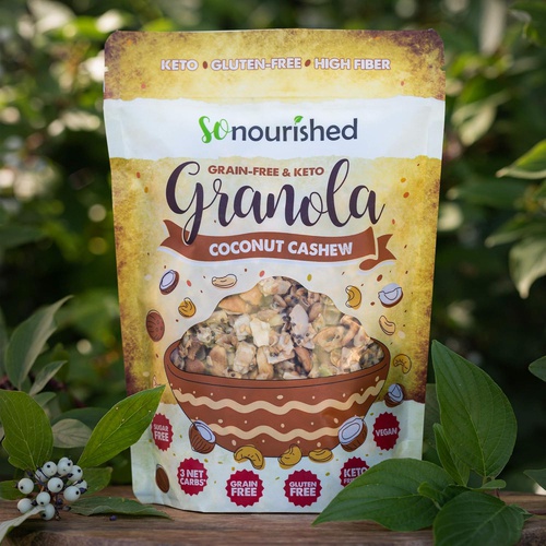  So Nourished Keto Granola Cereal - Low Carb, Grain & Gluten Free - 3g Net Carbs - Handcrafted Using Real Nuts - Coconut Cashew 11 OZ