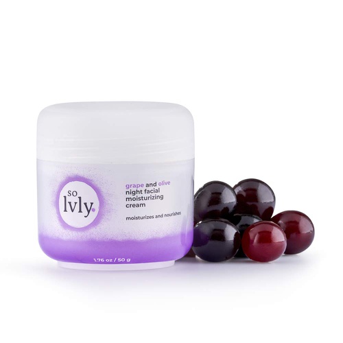  so lvly Skin Care Face Moisturizer, for Women, Improves Skin Elasticity, Grape & Olive, 1.76 Ounce