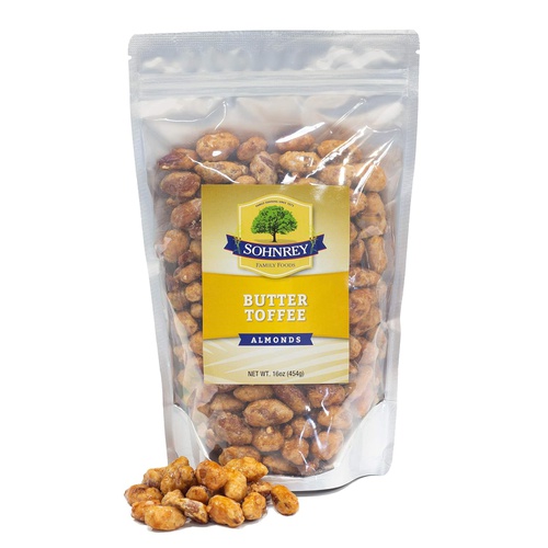  Butter Toffee Almonds Fresh Gourmet Sweet and Salty Crunch Resealable Bag from Sohnrey Family Foods (1 lb)