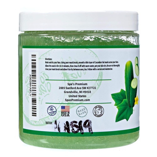  Spas Premium Cucumber Gel Face Mask, Deep purifying hydrating cucumber mask, anti-inflammatory and soothing, Gel mask with anti-oxidants and vitamins