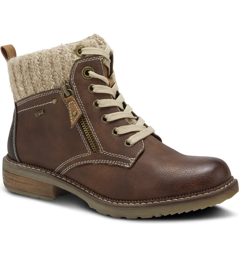 Spring Step Khazera Lace-Up Boot_BROWN FAUX LEATHER