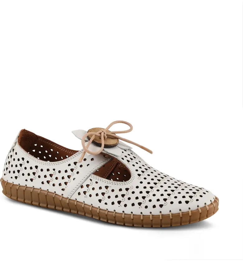 Spring Step Sunflowery Perforated Leather Loafer_WHITE LEATHER