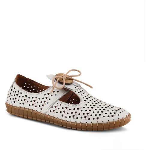 스프링스탭 Spring Step Sunflowery Perforated Leather Loafer_WHITE LEATHER