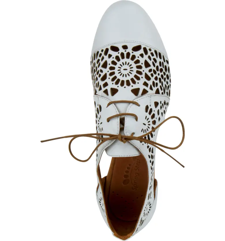 스프링스탭 Spring Step Theone Cutout Derby Flat_WHITE LEATHER