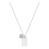 Sterling Forever Sterling Silver Tag & CZ Heart Pendant Necklace