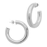Sterling Forever Thick Hollow Hoops Earrings