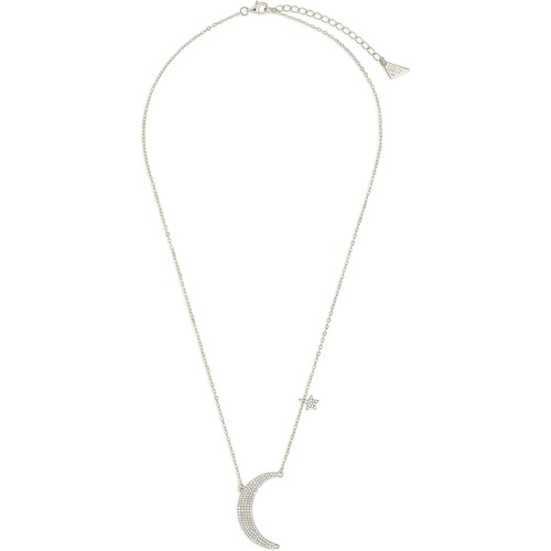  Sterling Forever CZ Crescent & Star Charm Necklace
