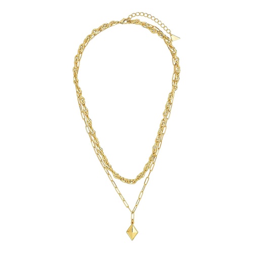  Sterling Forever Two Layer Chain & Charm Necklace