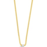 Sterling Forever Curb Chain with Stationed CZ Necklace