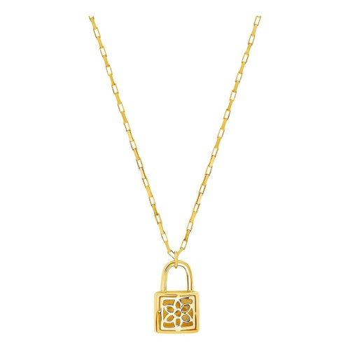  Sterling Forever Sterling Silver Simple CZ Lock Necklace
