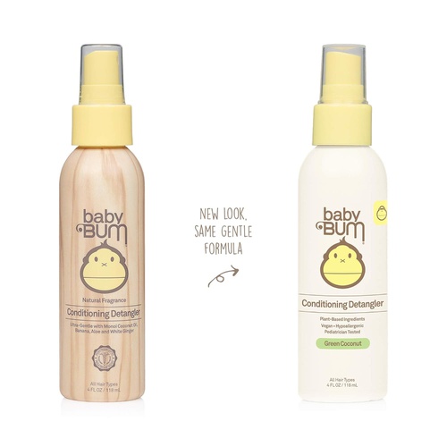  Sun Bum Baby Bum Conditioning Detangler Spray | Leave-In Conditioner Treatment with Soothing Coconut Oil, Natural Fragrance, Gluten Free and Vegan, 4 FL OZ, Packaging may vary