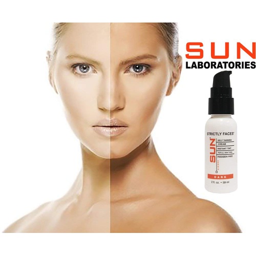  Sun Laboratories Strictly Faces 2 fl oz. - Face Self Tanner - Natural Facial Sunless Tanning Lotion, Face for Bronzing and Golden Tan - Dark Sunless Bronzer Fake Tanning (Packaging
