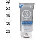 Surface Sun Systems Surface Clear Zinc Sunscreen Lotion - Reef Safe, Broad Spectrum UVA/UVB Protection, Physical Sun Protection, Cruelty Free, Hypoallergenic, Ultra Water Resistant - SPF 50, 6oz