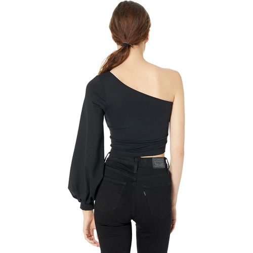  Susana Monaco One Arm Waist Gathered Sleeve Top