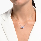 Swarovski Dancing Swan necklace, Swan, Blue, Rhodium plated