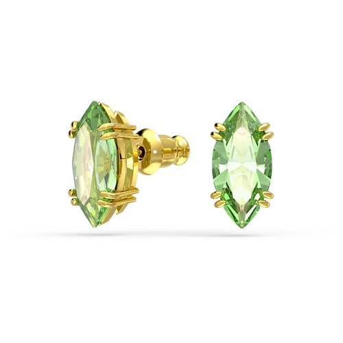 스와로브스키 Swarovski Gema stud earrings, Kite cut, Green, Gold-tone plated