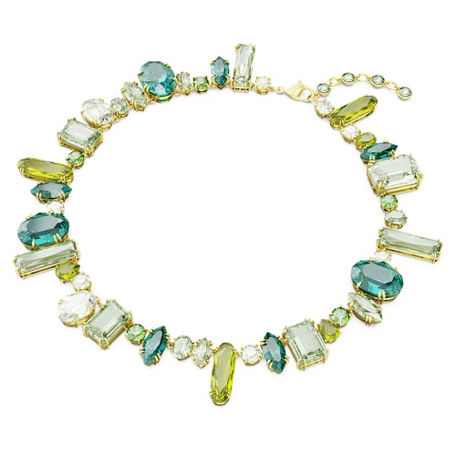 스와로브스키 Swarovski Gema necklace, Mixed cuts, Green, Gold-tone plated