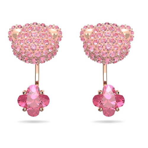 스와로브스키 Swarovski Teddy earring jackets, Bear, Pink, Rose gold-tone plated