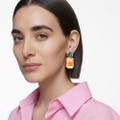 Swarovski Orbita clip earrings, Asymmetrical design, Octagon cut, Multicolored, Gold-tone plated