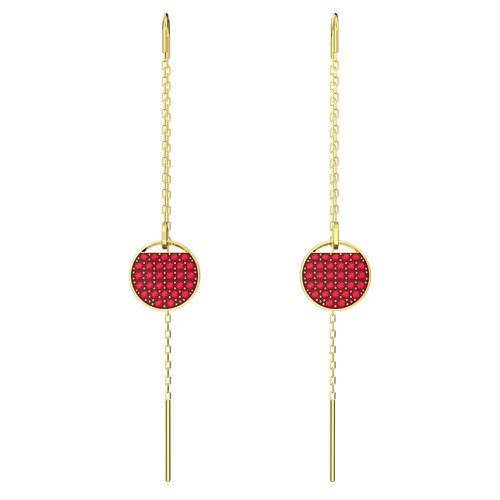 스와로브스키 Swarovski Ginger drop earrings, Long, Red, Gold-tone plated