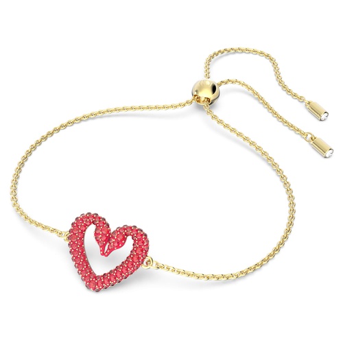 스와로브스키 Swarovski Una bracelet, Heart, Small, Red, Gold-tone plated