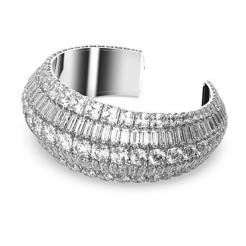 스와로브스키 Swarovski Hyperbola cuff, Mixed cuts, White, Rhodium plated