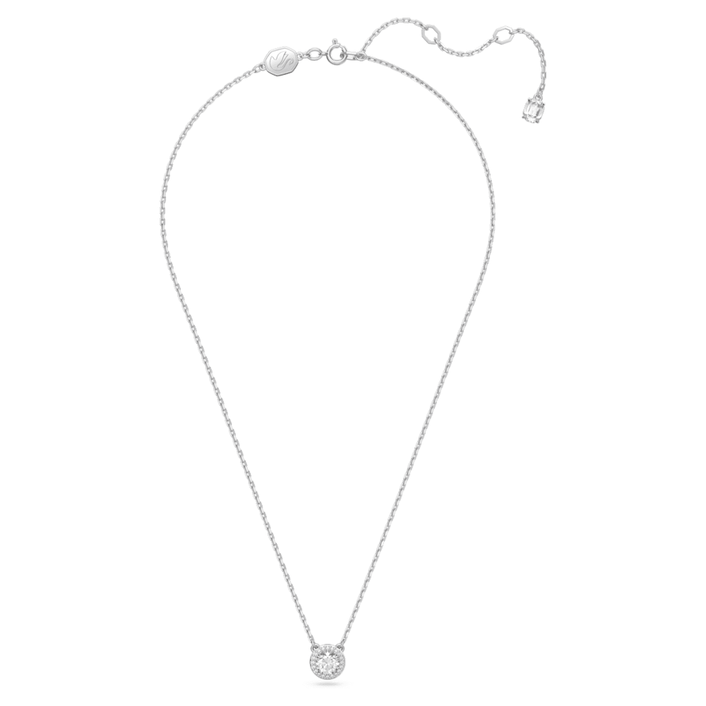 스와로브스키 Swarovski Constella pendant, Round cut, Pave, White, Rhodium plated