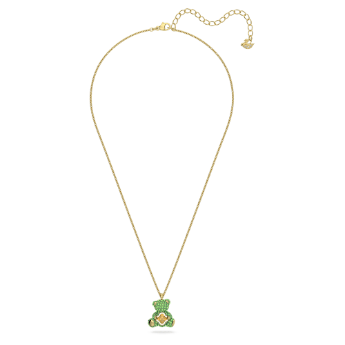 스와로브스키 Swarovski Teddy pendant, Bear, Green, Gold-tone plated