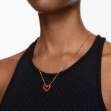 Swarovski Una pendant, Pave, Heart, Small, Red, Gold-tone plated