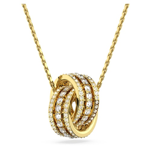 스와로브스키 Swarovski Further necklace, Intertwined circles, White, Gold-tone plated