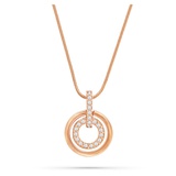 Swarovski Circle pendant, Round shape, White, Rose gold-tone plated