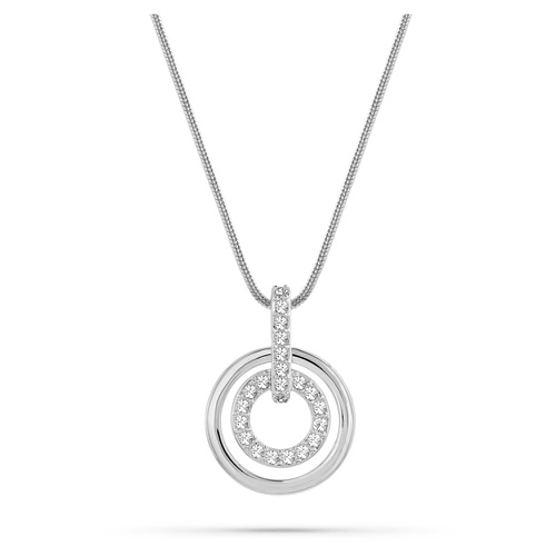 스와로브스키 Swarovski Circle pendant, Round shape, White, Rhodium plated