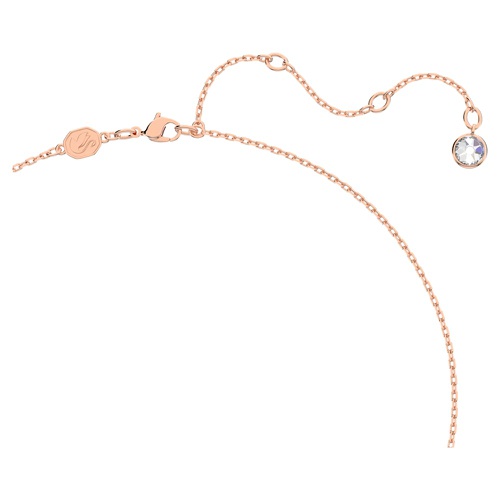 스와로브스키 Swarovski Dellium necklace, Round shape, Bamboo, White, Rose gold-tone plated
