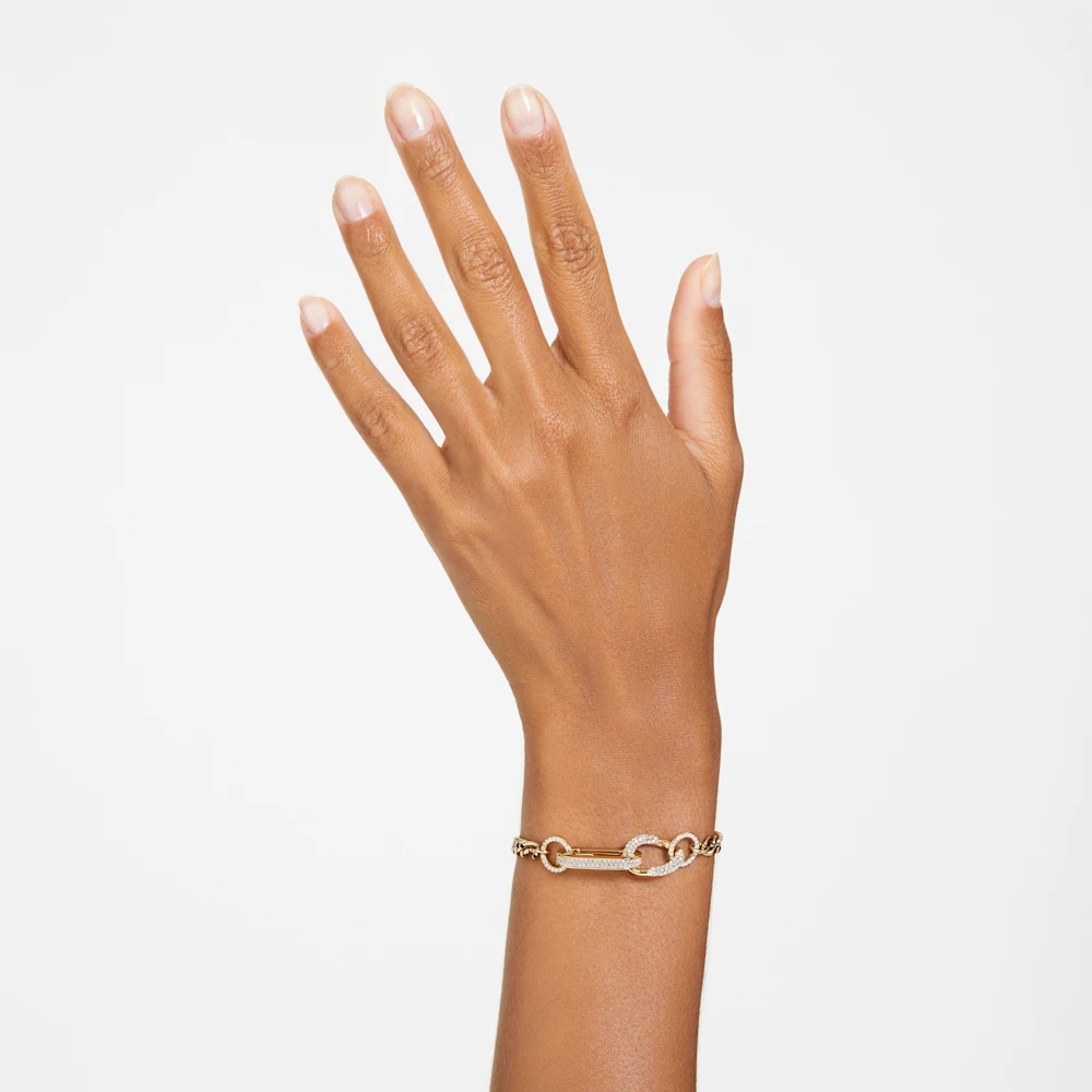 Swarovski Dextera bracelet, Pave, Mixed links, White, Gold-tone plated
