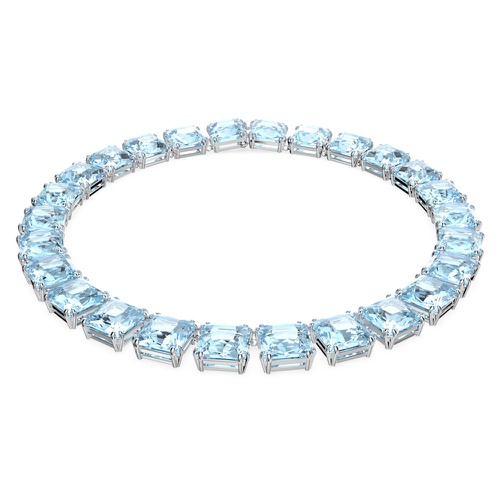 스와로브스키 Swarovski Millenia necklace, Square cut, Blue, Rhodium plated