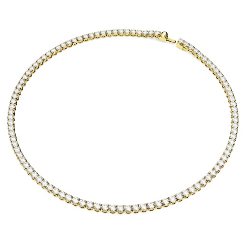스와로브스키 Swarovski Matrix Tennis necklace, Round cut, Small, White, Gold-tone plated
