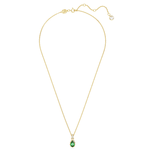 스와로브스키 Swarovski Stilla pendant, Pear cut, Green, Gold-tone plated