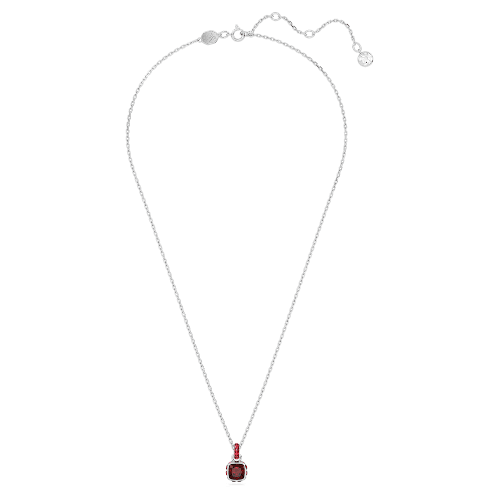 스와로브스키 Swarovski Birthstone pendant, Square cut, January, Red, Rhodium plated