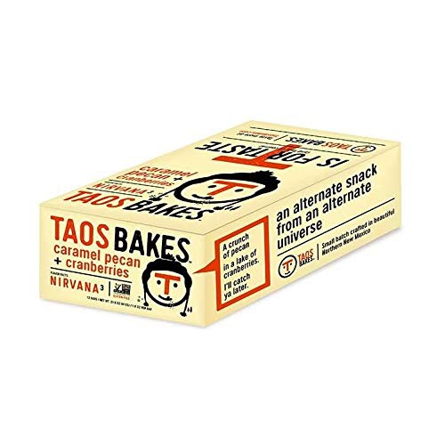  T Taos Bakes Taos Bakes Energy Bars - Caramel Pecan + Cranberries (Box of 12, 1.8oz Bakes) - Gluten-Free, Non-GMO, Healthy Snack Bars