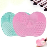 TBNEVG Makeup Brush Cleaning Mat, Make Up Brush Cleaner Silicone Portable Brush Cleaner Mat with Suction Cup Pack of 2 ( Pink+Green)