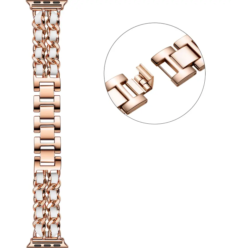  The Posh Tech Leather Woven Chain Apple Watch Bracelet_ROSE GOLD