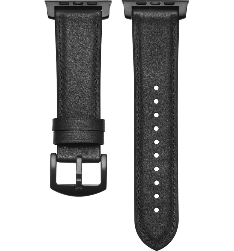  The Posh Tech Leather Apple Watch Strap_BLACK