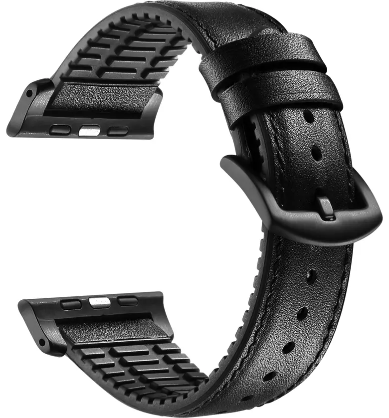  The Posh Tech Leather Apple Watch Strap_BLACK