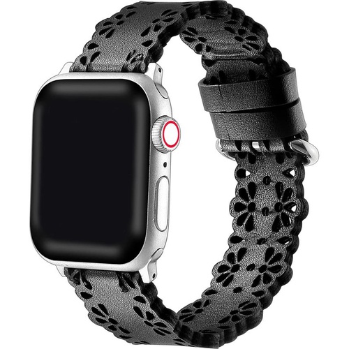  The Posh Tech Posh Tech Leather Laser Cut Apple Watch Strap_BLACK