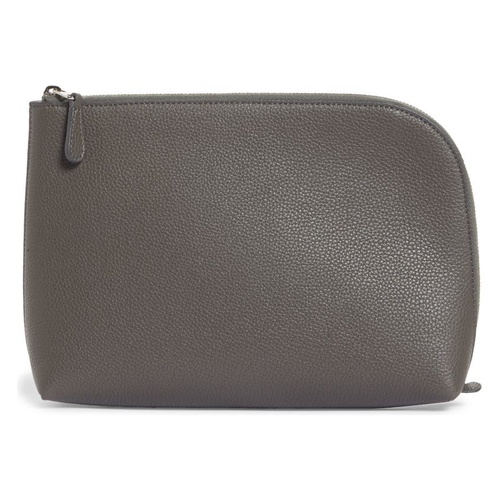  The Row Medium Leather Zip Pouch_ASH GREY