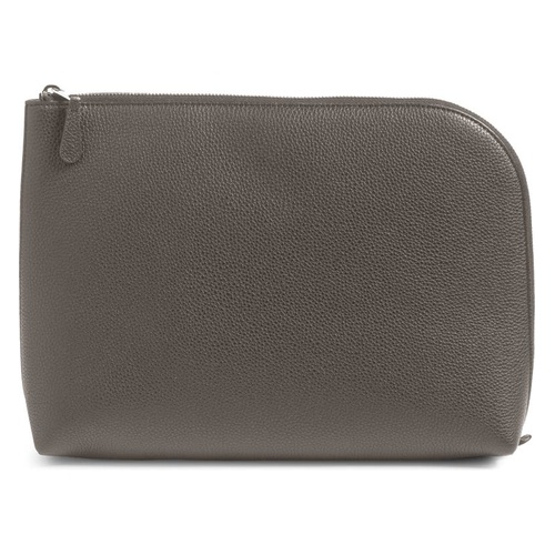  The Row Large Leather Zip Pouch_ASH GREY PLD
