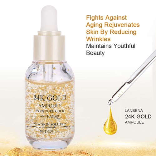  TMISHION 24K Gold Ampoule Moisturizing Essence, 99% Pure Gold Anti-aging New Skin Solution Facial Essence, Nourishing Anti-Aging Gold Serums for Face Skin Anti-Aging Skin Repair Moisture Fi