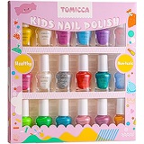 TOMICCA Kids Nail Polish Set Rainbow Candy Colors Non-Toxic Washable Super Sparkly Odorless Peel Off Natural Safe Nail Polish Set Quick Dry Nail Polish Gifts Toys Kit for Girls Kid