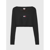 TOMMY JEANS Curve Cropped Ribbed Badge Logo T-Shirt