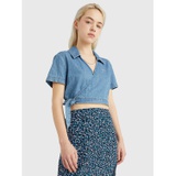 TOMMY JEANS Cropped Chambray Wrap Shirt